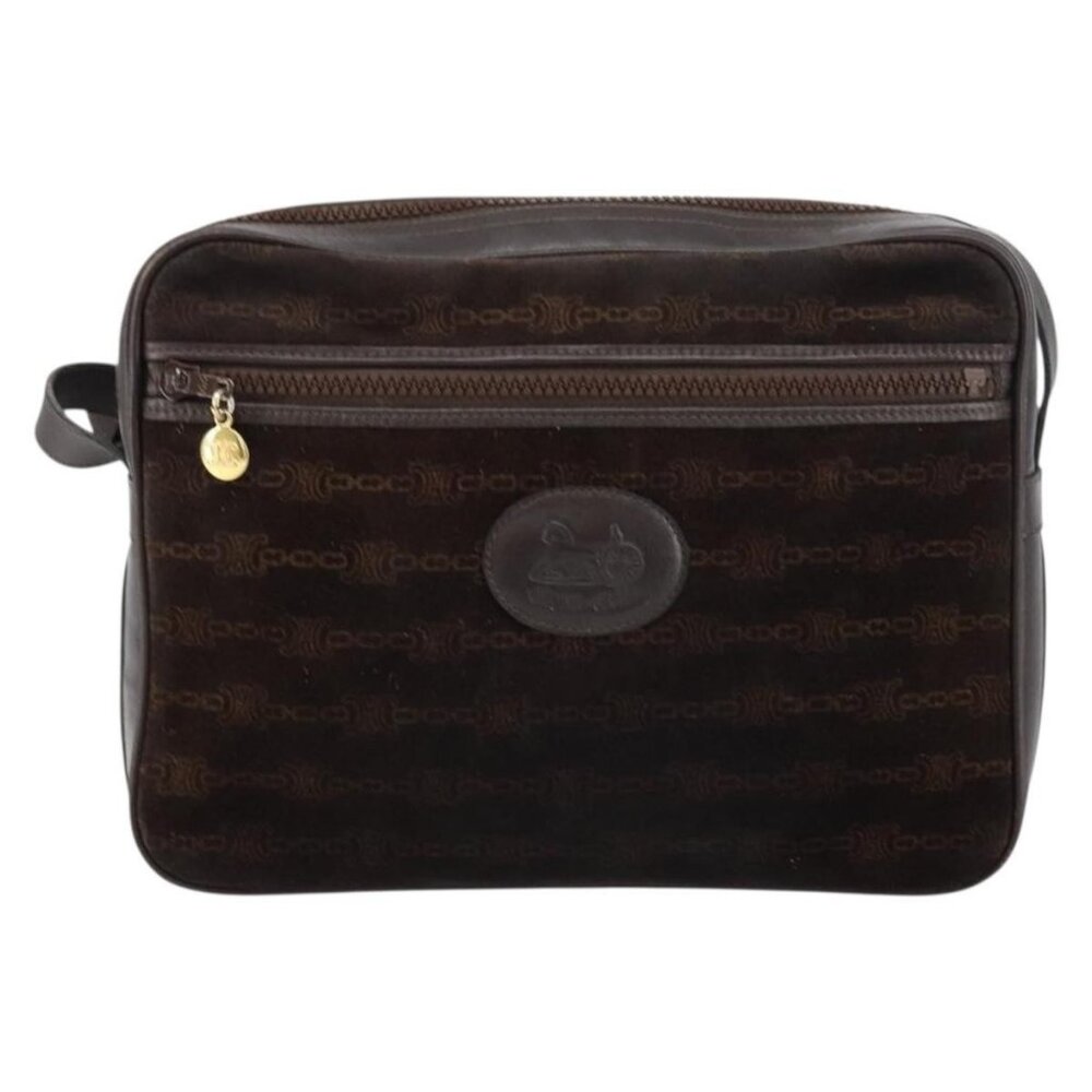 Authentic CELINE Shoulder Bag Leather Suede Brown Gold - Picture 9 of 16